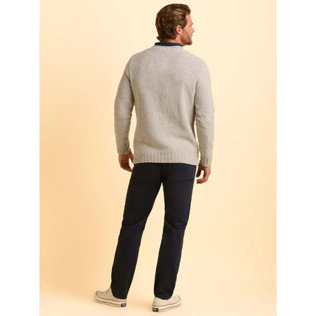 Brakeburn Alderley Wool Blend Crew Neck Jumper - Grey