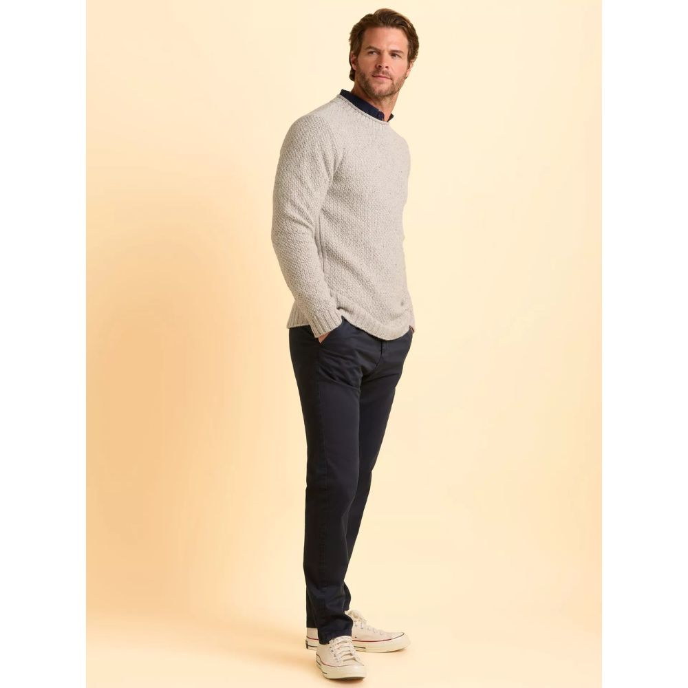 Brakeburn Alderley Wool Blend Crew Neck Jumper - Grey