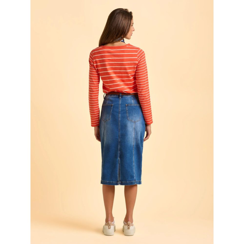 Brakeburn Nicola Long Denim Skirt - Blue