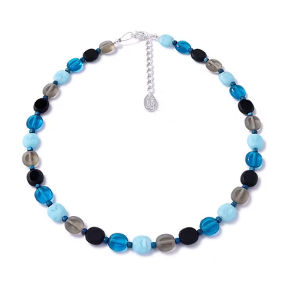 Carrie Elspeth Blue Glass Beaded Necklace - Fully Beaded