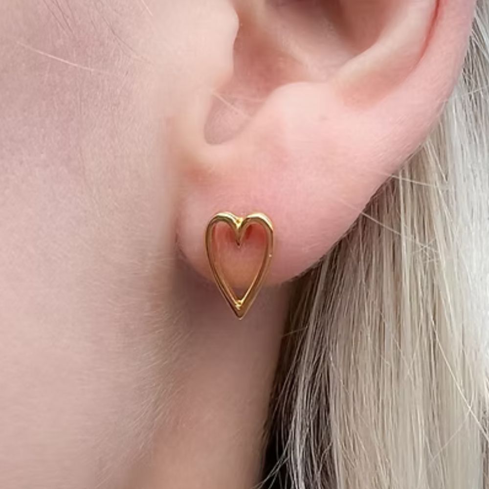 Carrie Elspeth Gold Open Heart Stud Earrings