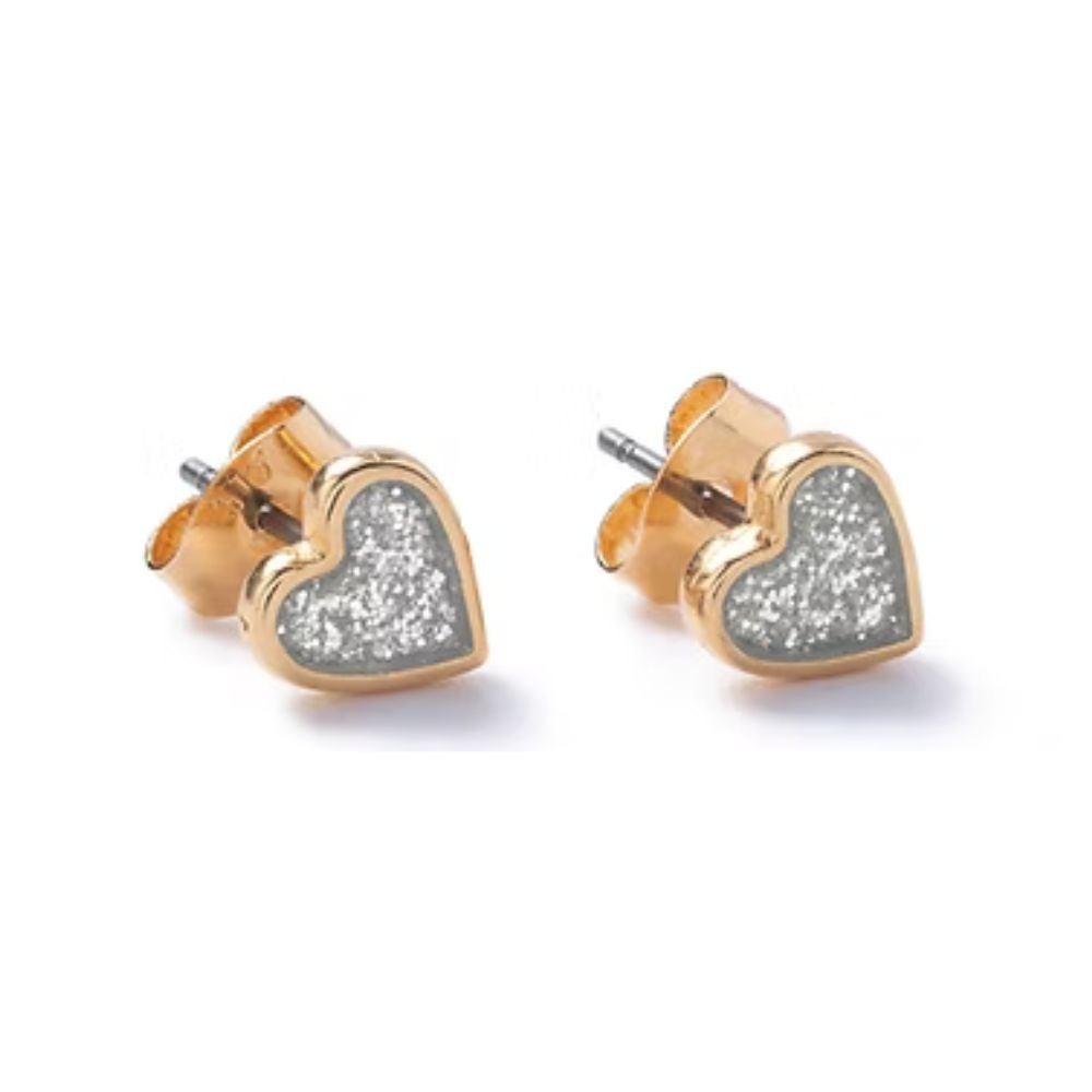 Carrie Elspeth Gold Silver Sparkle Heart Stud Earrings