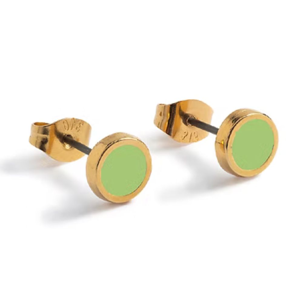 Carrie Elspeth Opaline Gold Round Enamel Stud Earrings