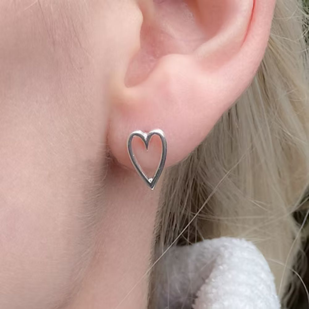Carrie Elspeth Silver Open Heart Stud Earrings