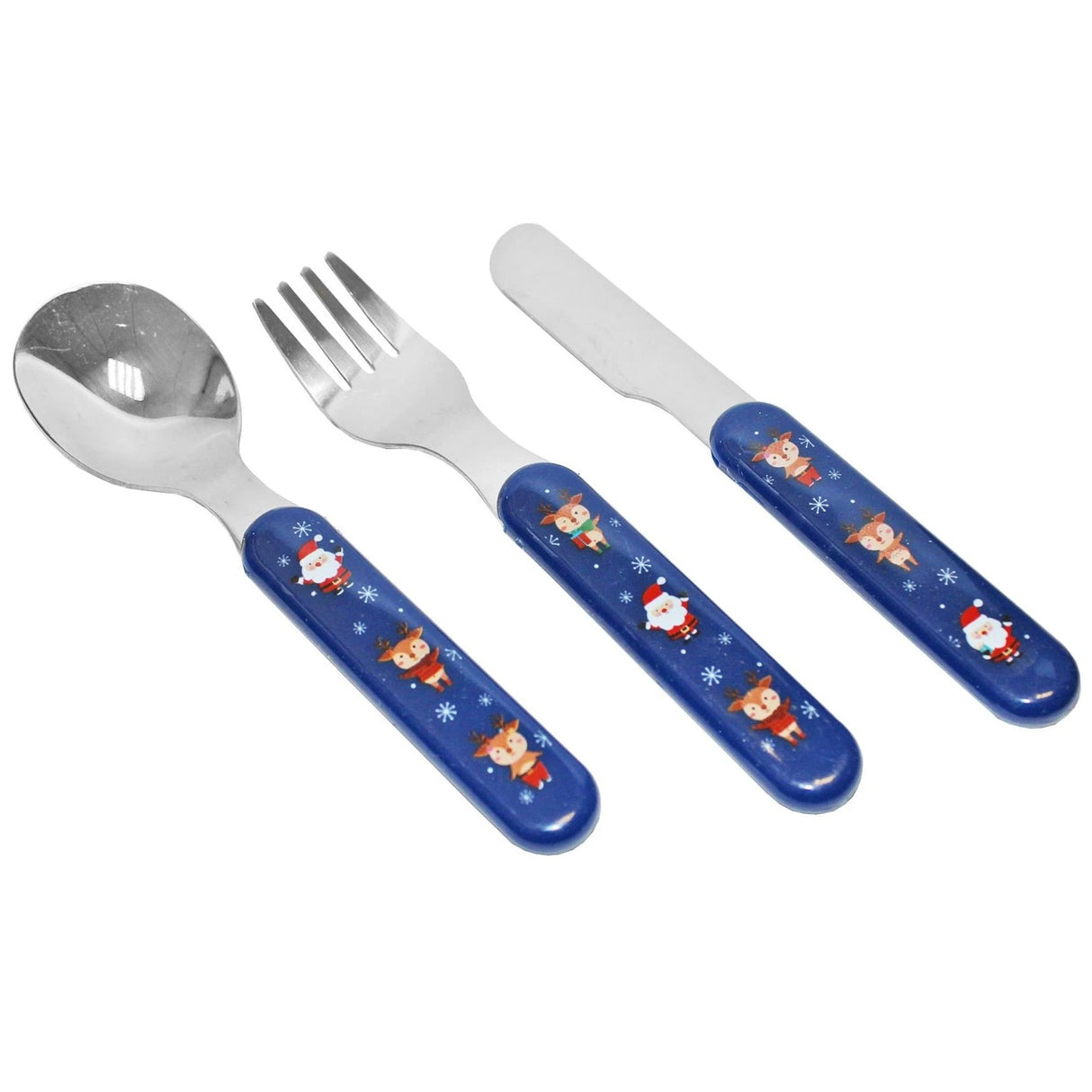 RSW Children's Christmas Cutlery Set Tableware 3 Piece Santa and Reindeer
