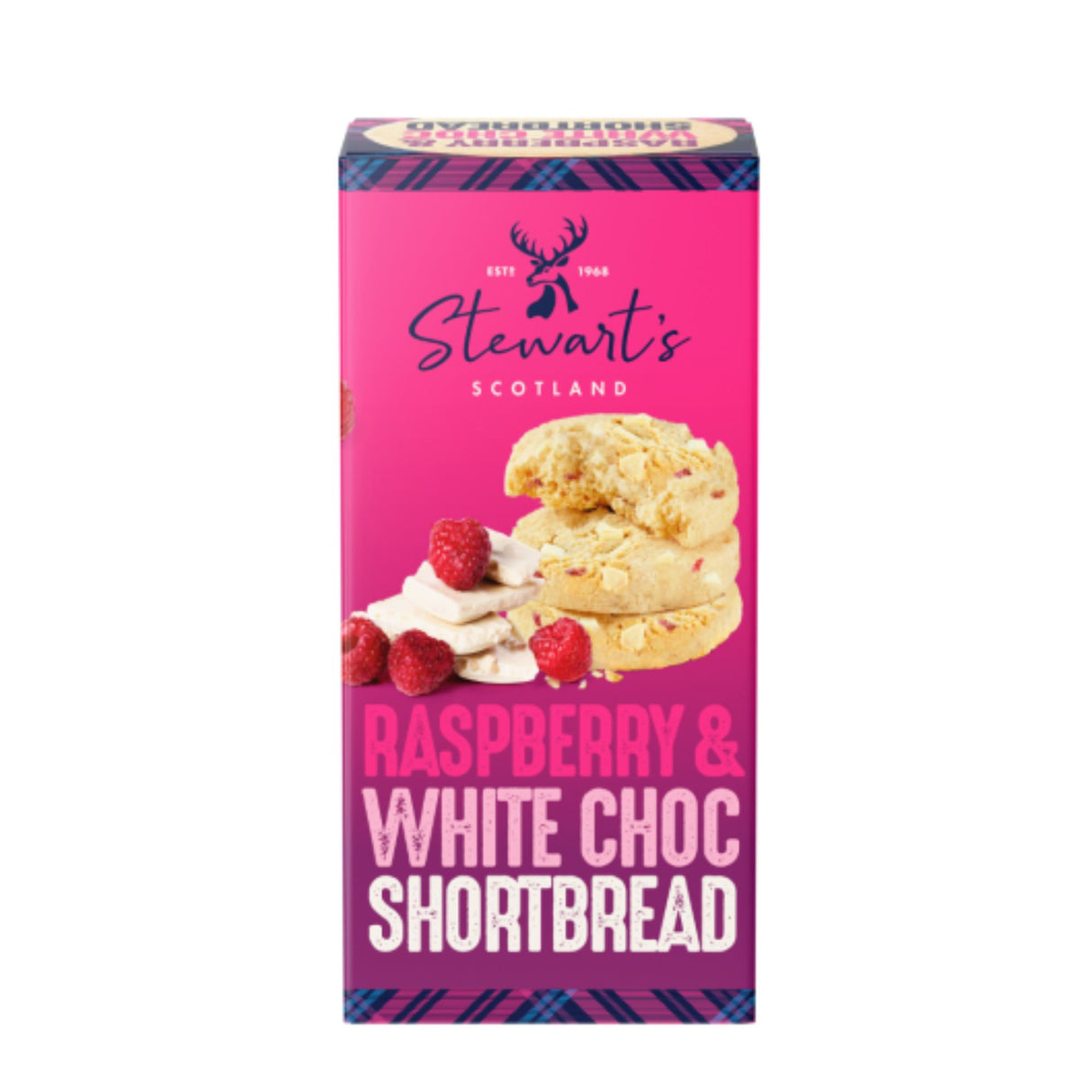 Stewarts 160g  Raspberry & White Chocolate Shortbreads