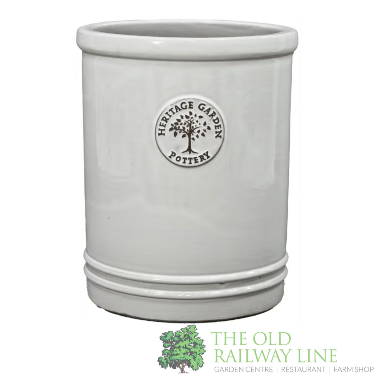 Woodlodge 25cm White Long Heritage Edward Cylinder Glazed Pot