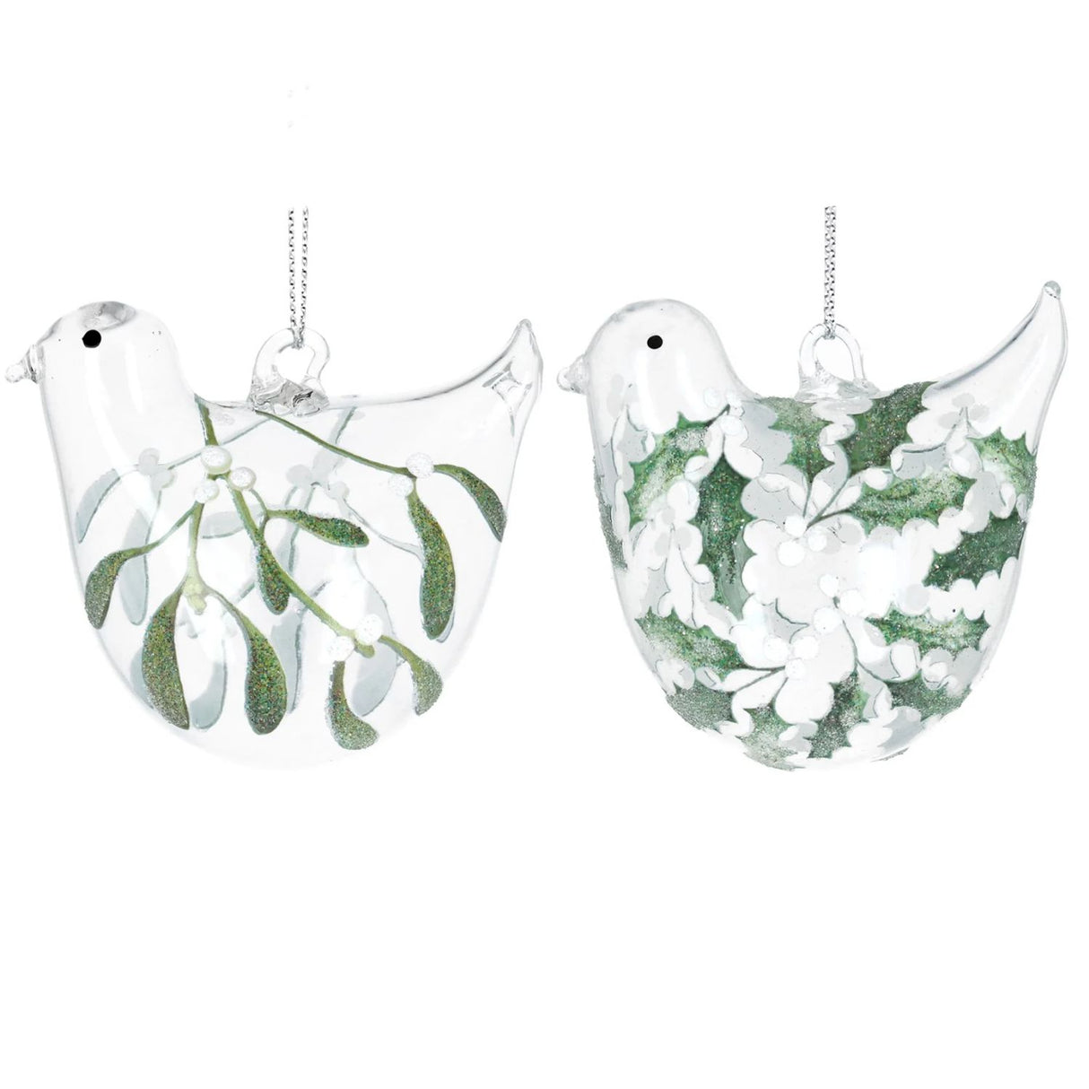 Gisela Graham Clear Glass Bird  Hanging Decoration (Choice of 2)