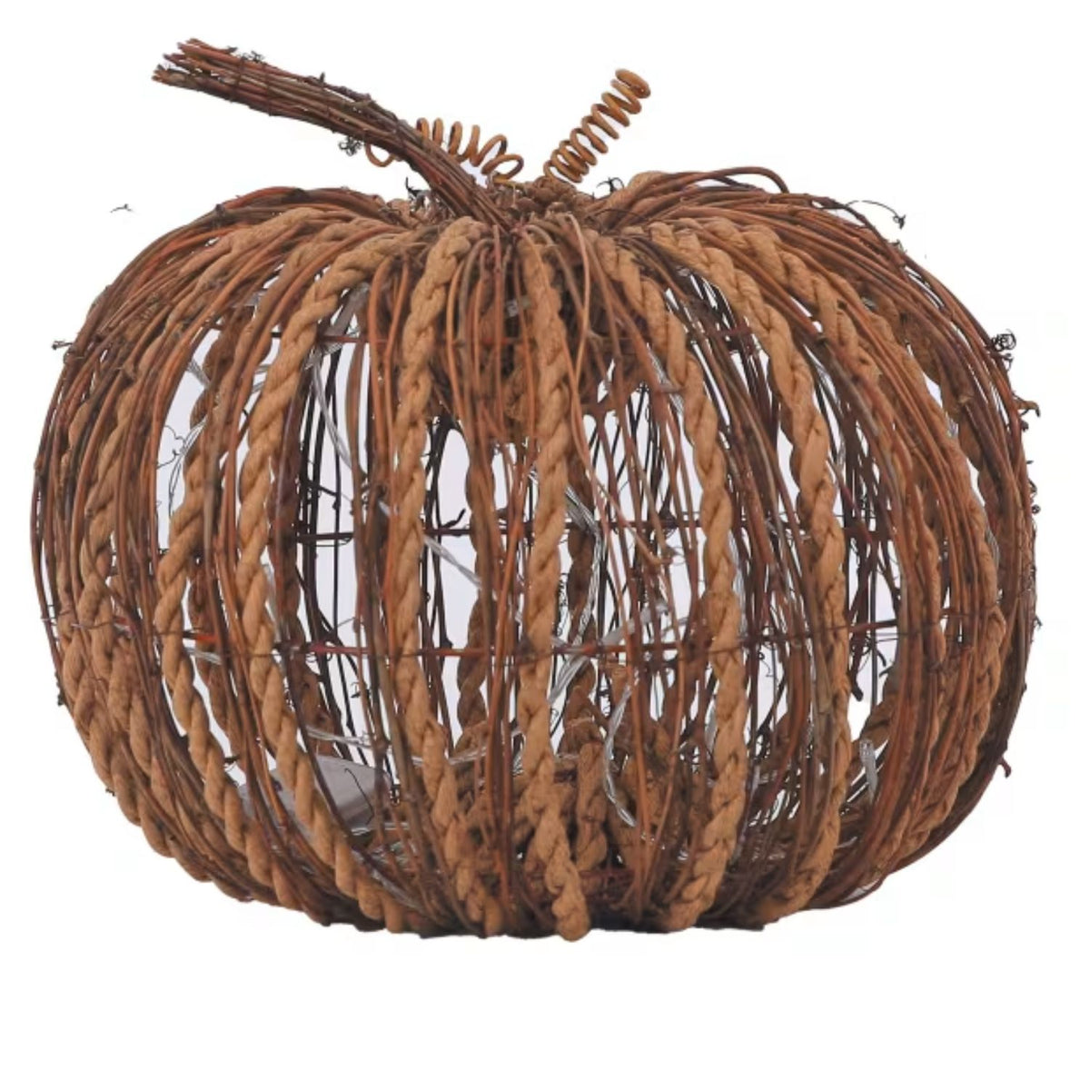 Woodlodge 30.4cm Large Rattan & Rope LED Pumpkin