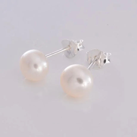 Blue Lily 8mm Pearl Stud Earrings - S022B