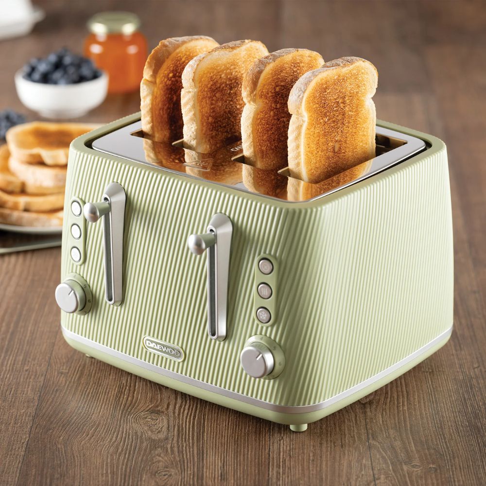 Daewoo Cascade 4 Slice Toaster - Sage Green