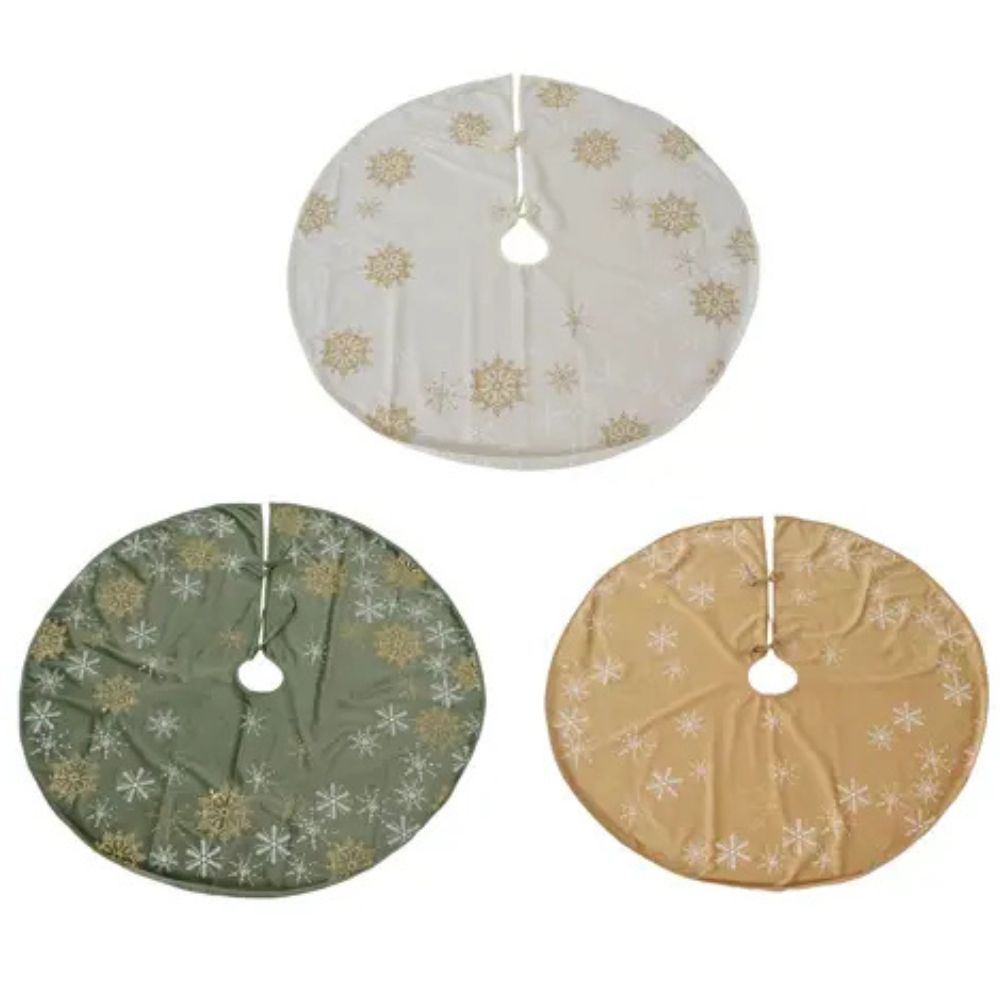 Decoris 100cm Polyester Snowflake Print Tree Skirt (Choice of 3)