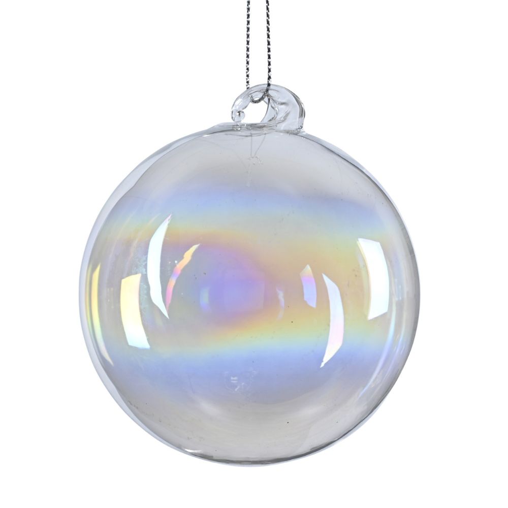 Decoris 10cm Iridiscent Swirl Glass Bauble