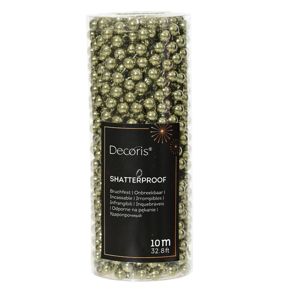Decoris 10m Shiny Bead Garland - Green