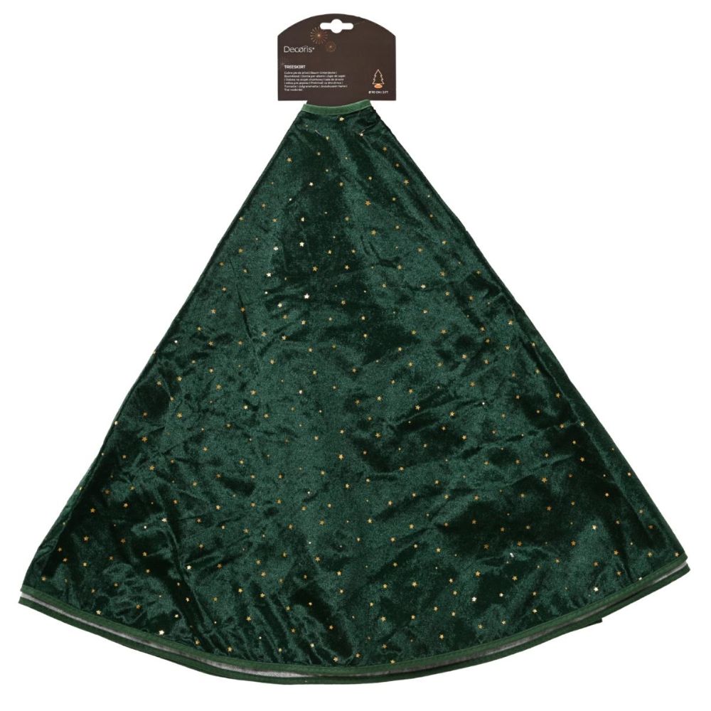 Decoris 120cm Green Polyester Velvet Tree Skirt