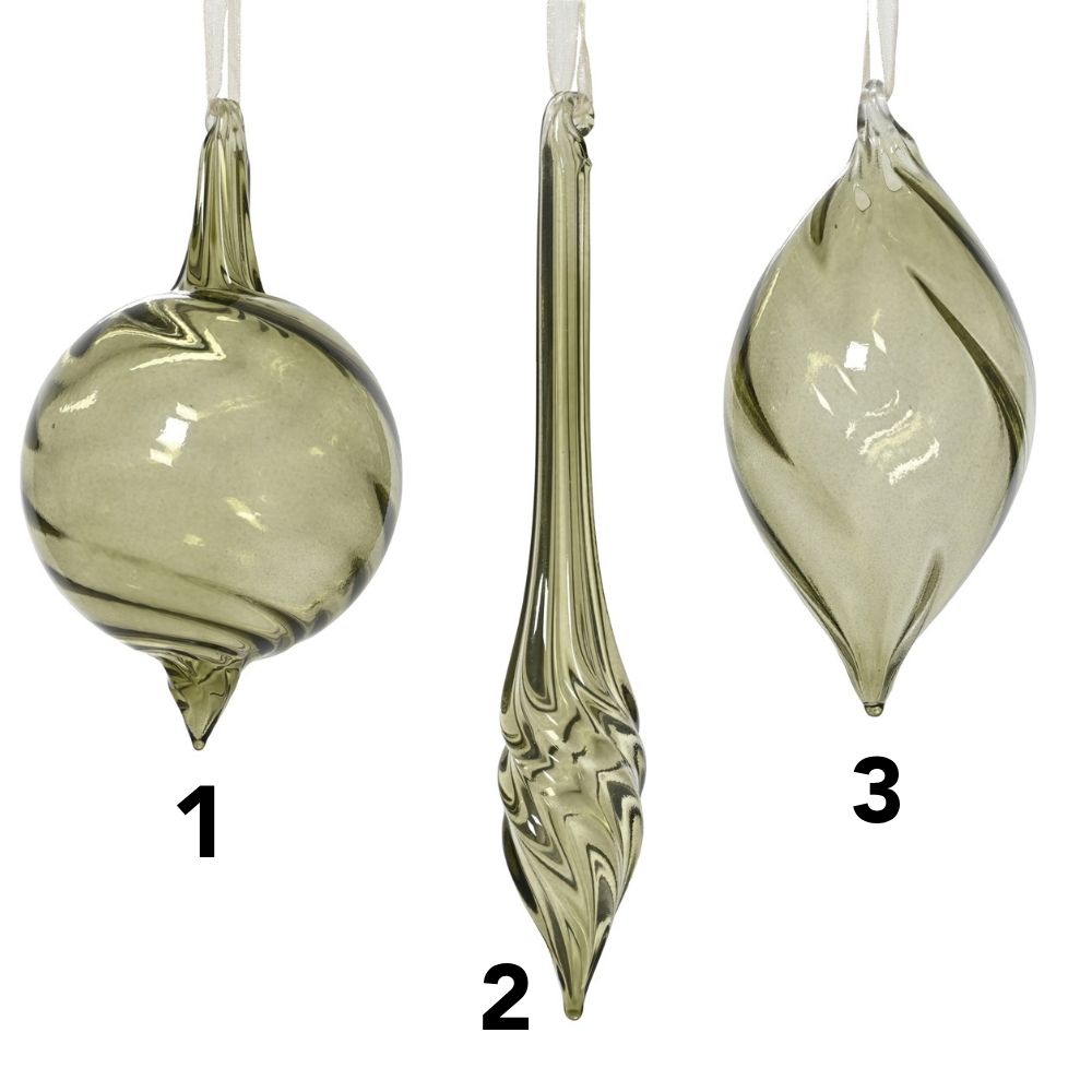 Decoris 13.5cm Transparent Glass Bauble with Swirl (Choice of 3)