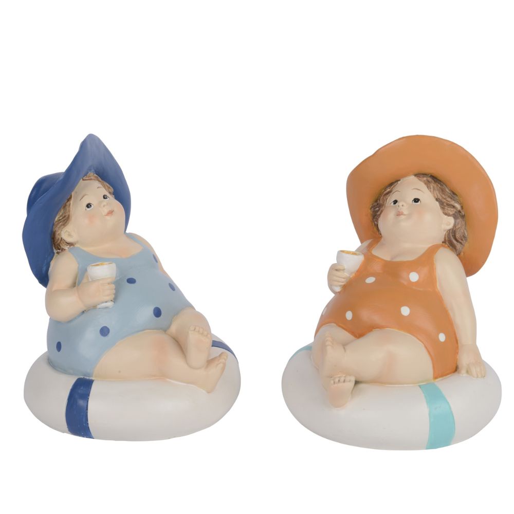 Decoris 14cm Polyresin Girl on Rubber Ring Ornament (Choice of 2)