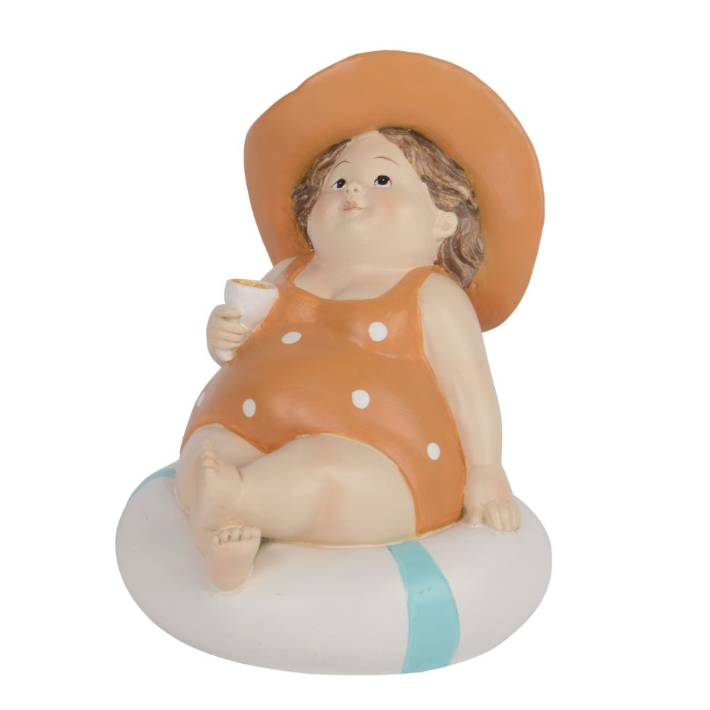 Decoris 14cm Polyresin Girl on Rubber Ring Ornament (Choice of 2)