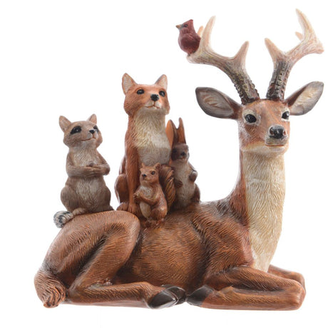 Decoris 15.5cm Polyresin Reindeer with Animals Ornament