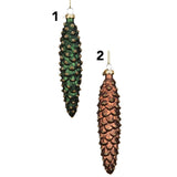 Decoris 15cm Pinecone with Glitter Dots Glass Bauble (Choice of 4)