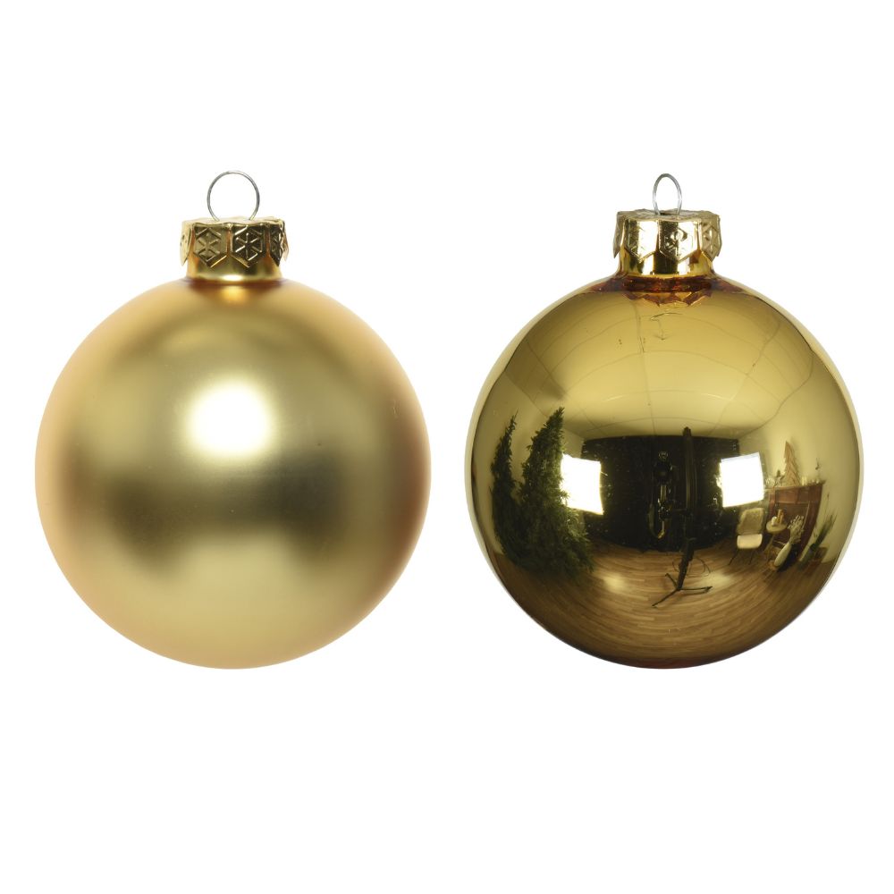 Decoris 2.5cm Light Gold Mini Glass Baubles (Pack Of 24)