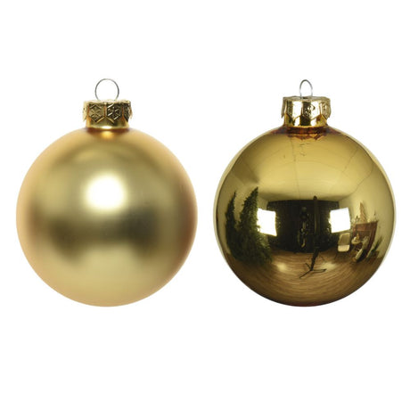 Decoris 2.5cm Light Gold Mini Glass Baubles (Pack Of 24)