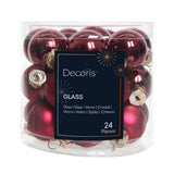 Decoris 2.5cm Oxblood Red Mini Glass Baubles (Pack of 24)