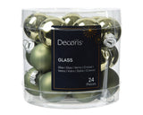 Decoris 2.5cm Rosemary Green Shiny & Matt Mix Glass Bauble Pack (Set of 24)