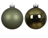 Decoris 2.5cm Rosemary Green Shiny & Matt Mix Glass Bauble Pack (Set of 24)