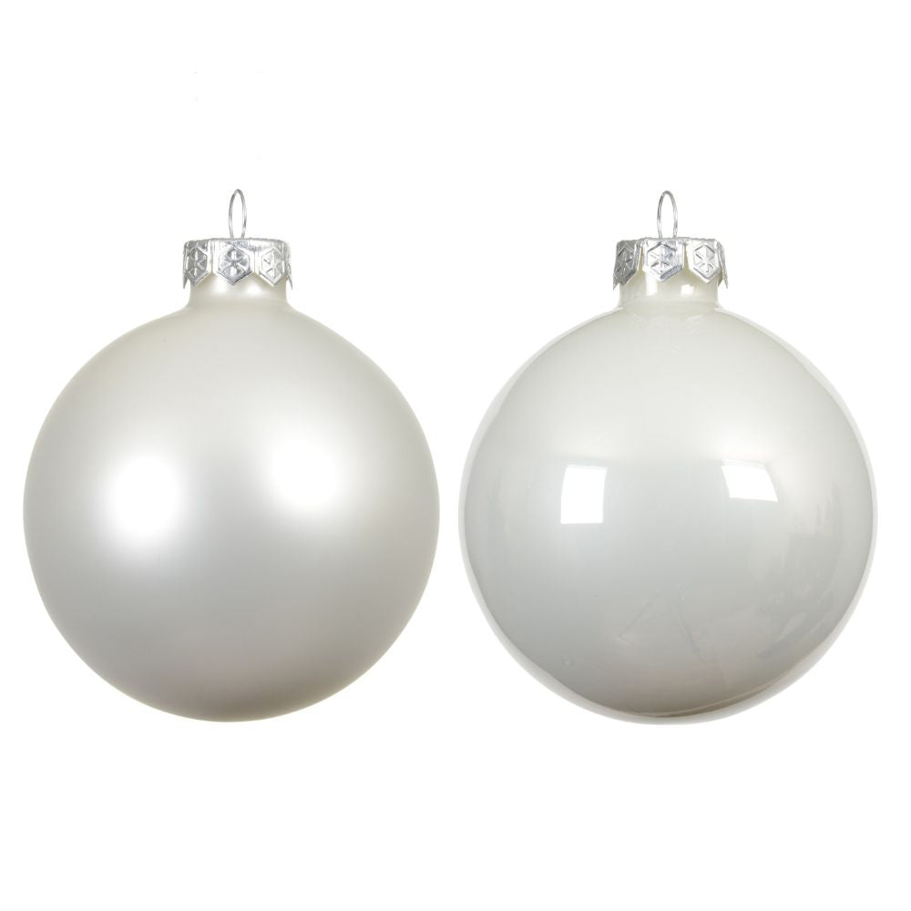 Decoris 2.5cm Winter White Mini Glass Baubles (Set of 24)