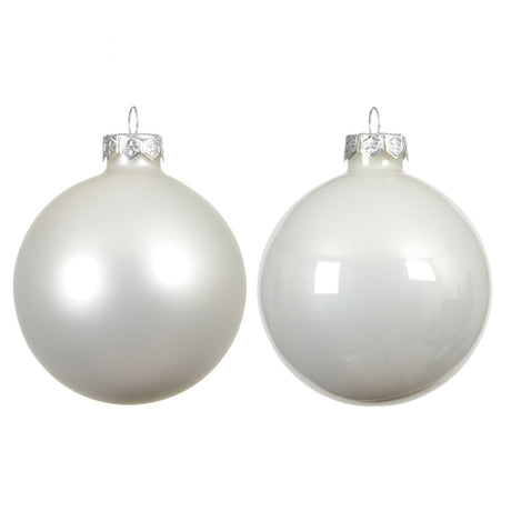 Decoris 2.5cm Winter White Mini Glass Baubles (Set of 24)