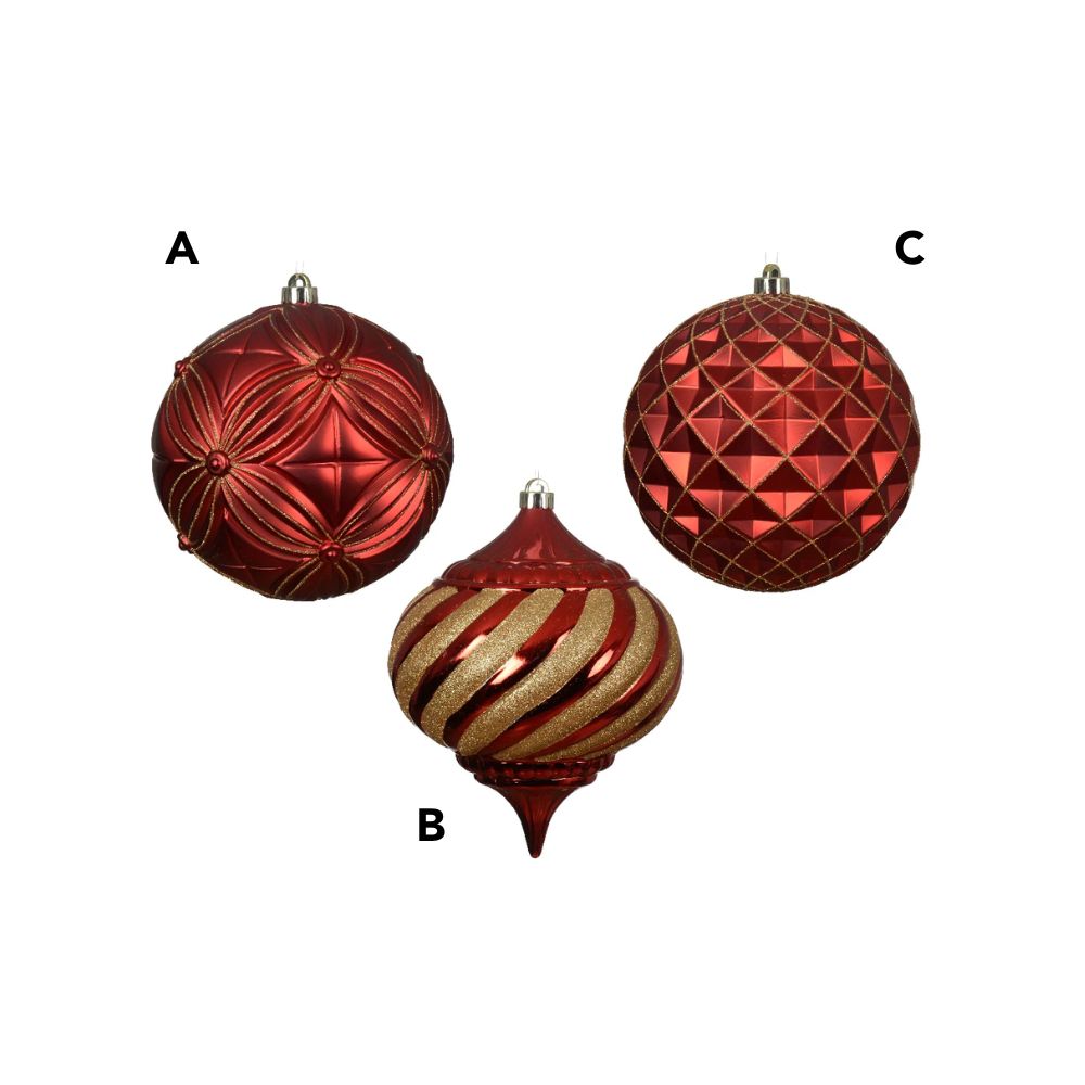 Decoris 20cm Red and Gold Bauble (Choice of 3)