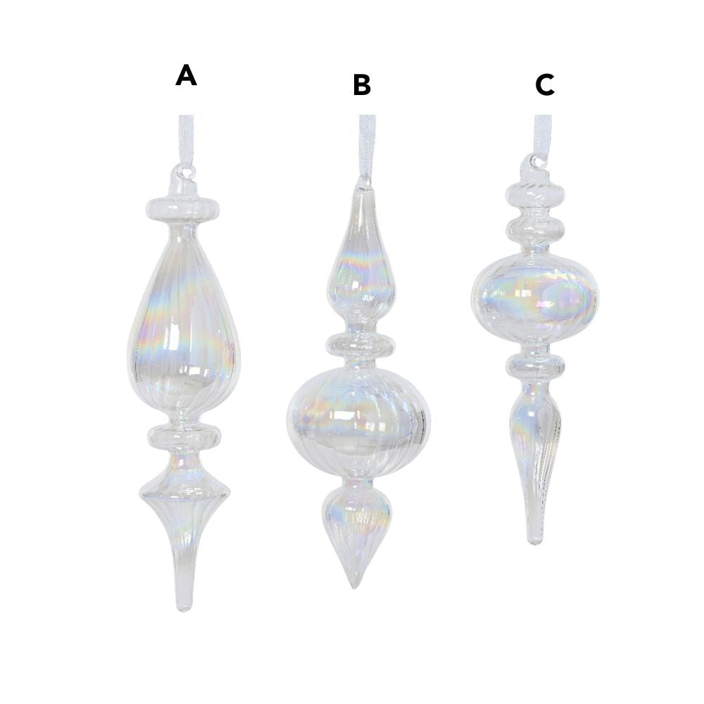Decoris 22cm Transparent Iris Finish Ornament Bauble (Choice of 3)