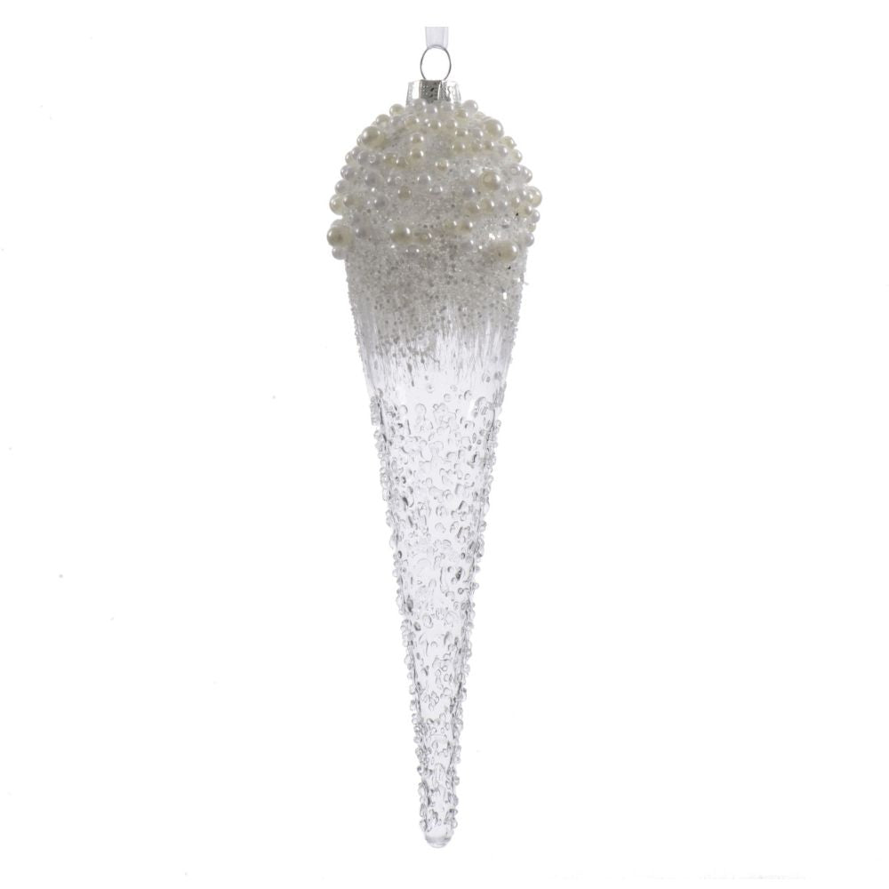Decoris 24cm Icicle with Pearls Hanging Tree Decoration