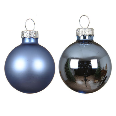 Decoris 3.5cm Blue Assorted Glass Baubles (Pack Of 16)