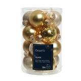 Decoris 3.5cm Gold Shatterproof Baubles (Set of 16)