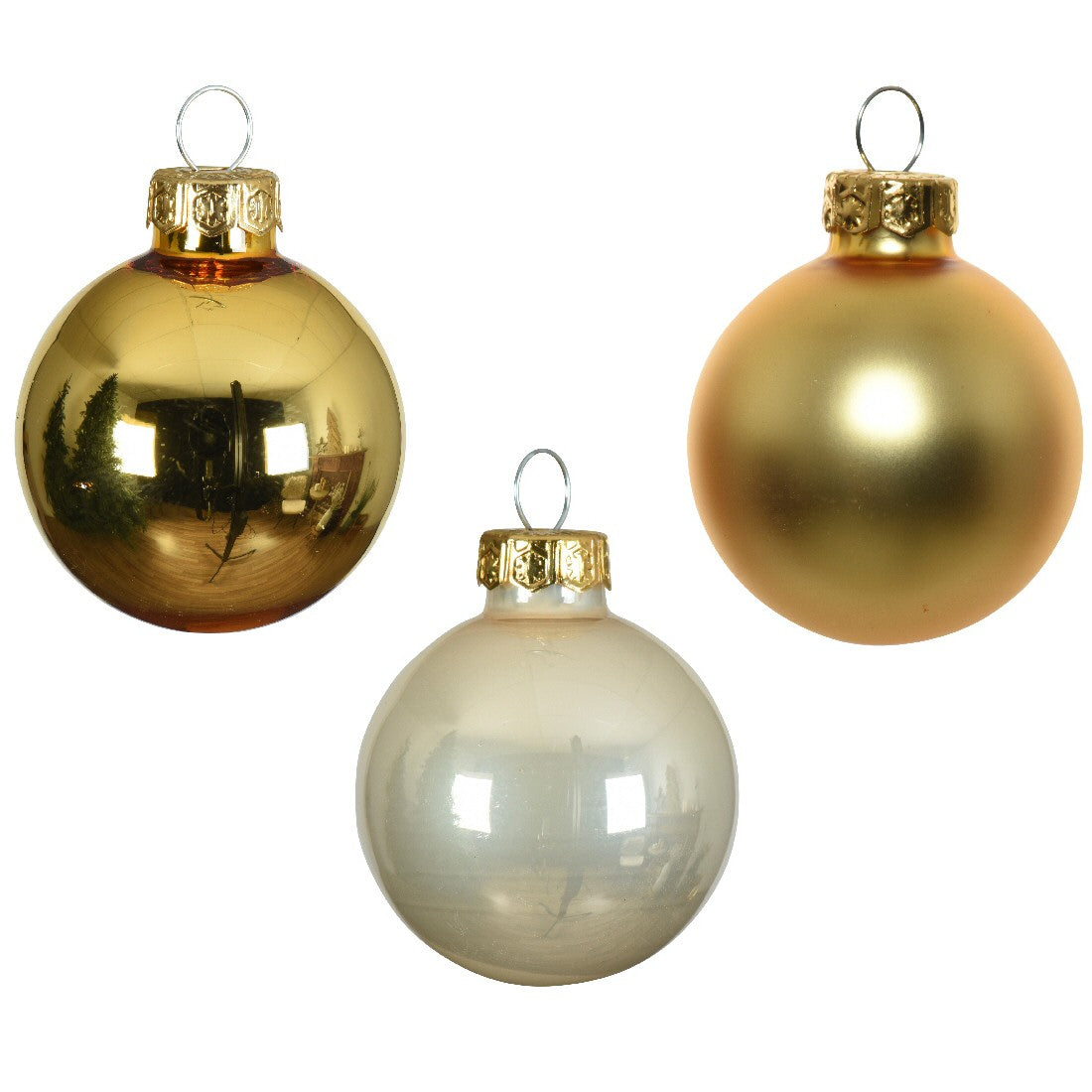 Decoris 3.5cm Gold Shatterproof Baubles (Set of 16)