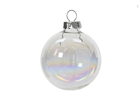 Decoris 3.5cm Transparent Iris Glass Baubles (Set of 16)