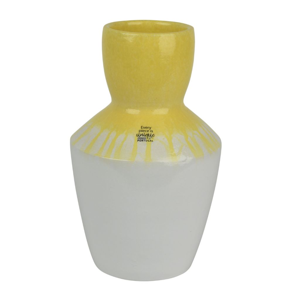 Decoris 30cm Glazed Terracotta Vase - Yellow