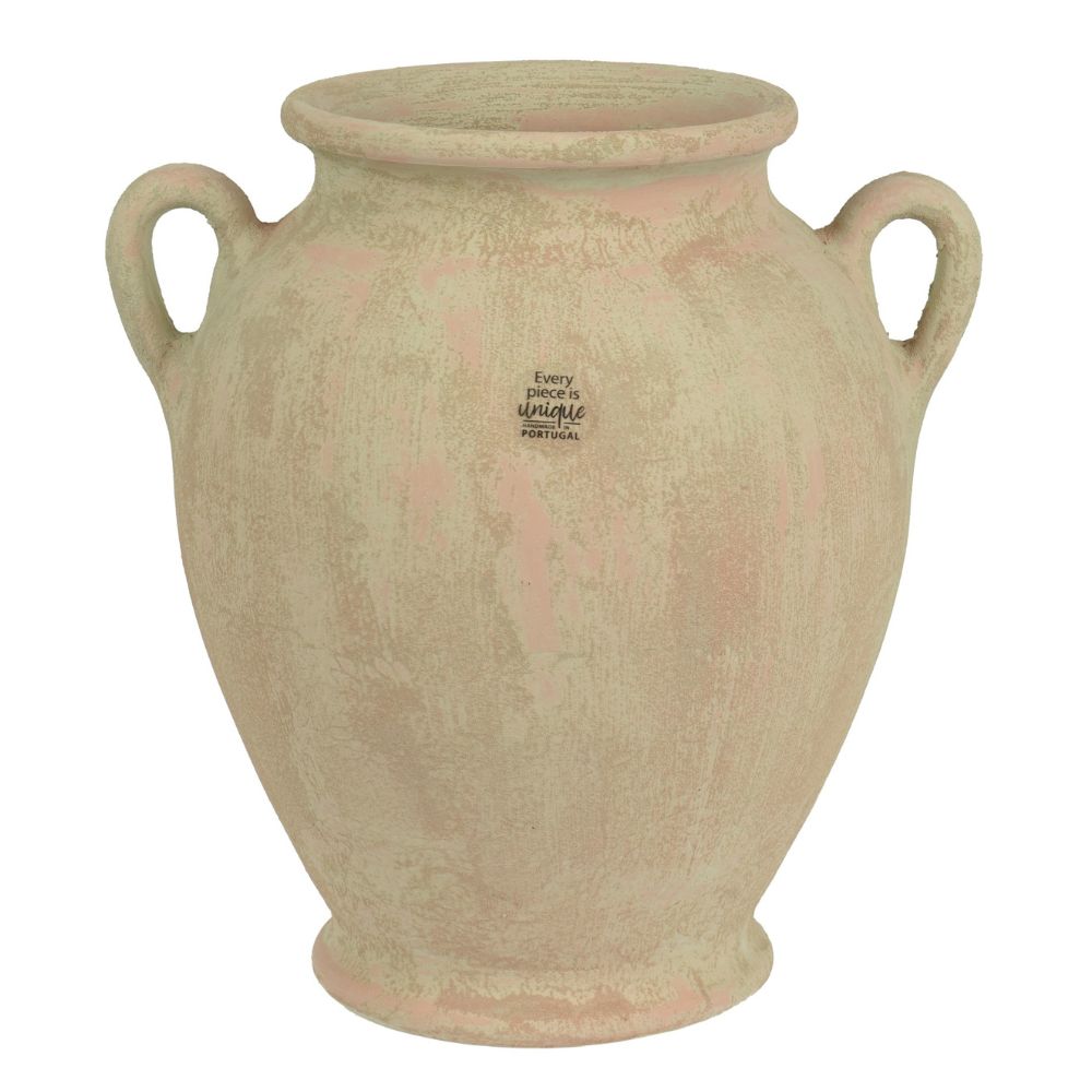 Decoris 30cm Indoor Round Matte Terracotta Jug with Flower Embossing