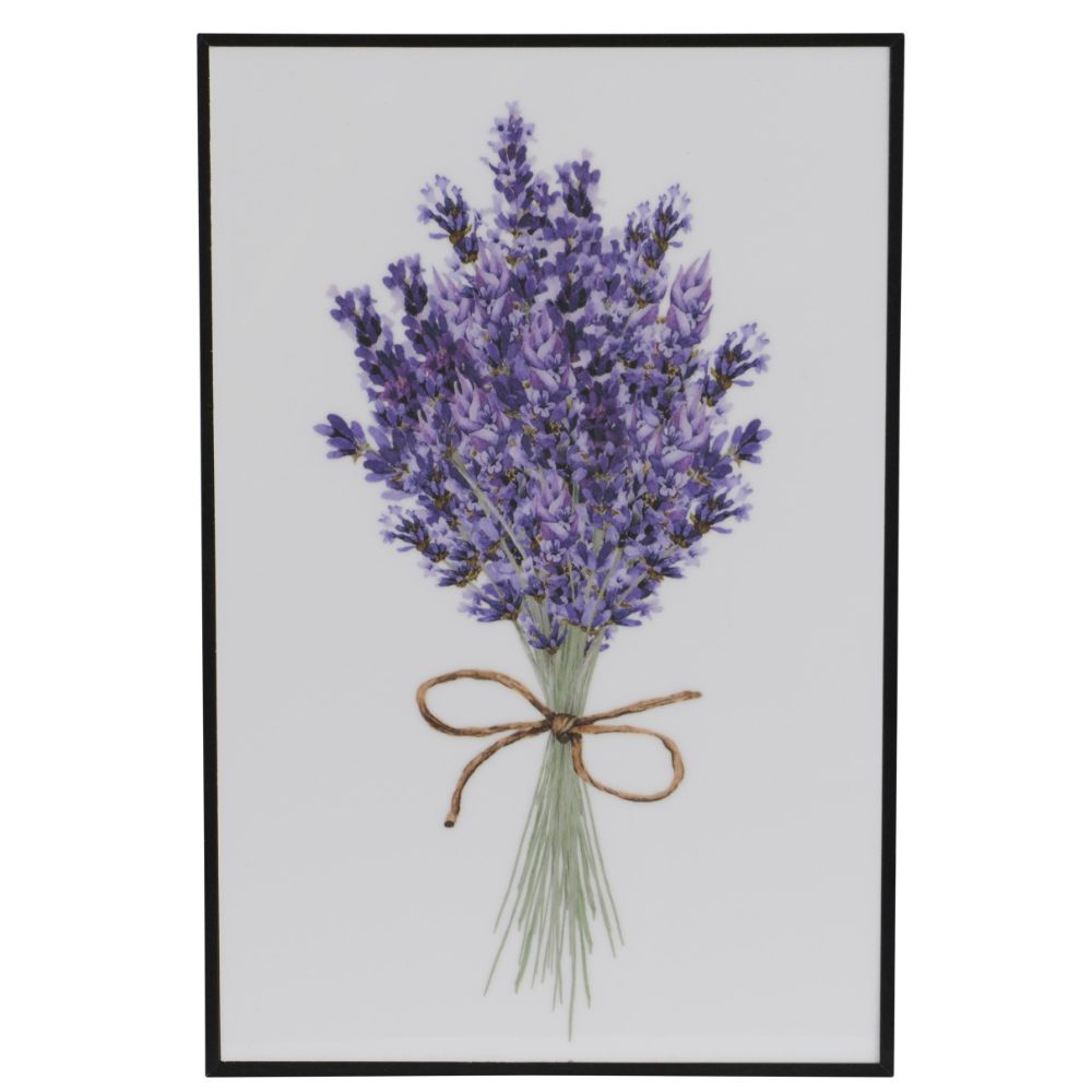Decoris 30cm Vertical Rectangle Lavender Wall Décor - Enamel Finish with Black MDF Frame (Choice of 3)