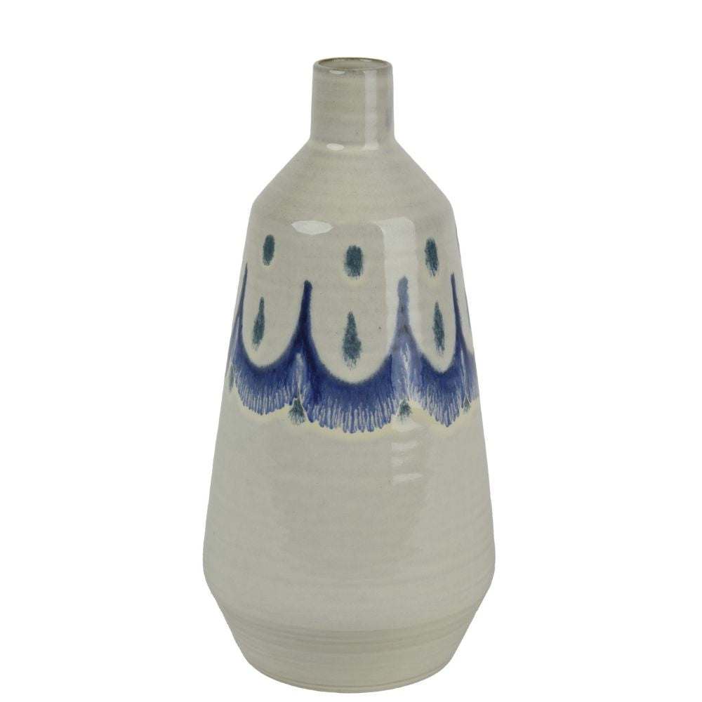 Decoris 33cm Terracotta Vase - White/Blue