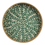 Everlands 38cm Round Rattan Tray with Leaf Pattern Milk Glue