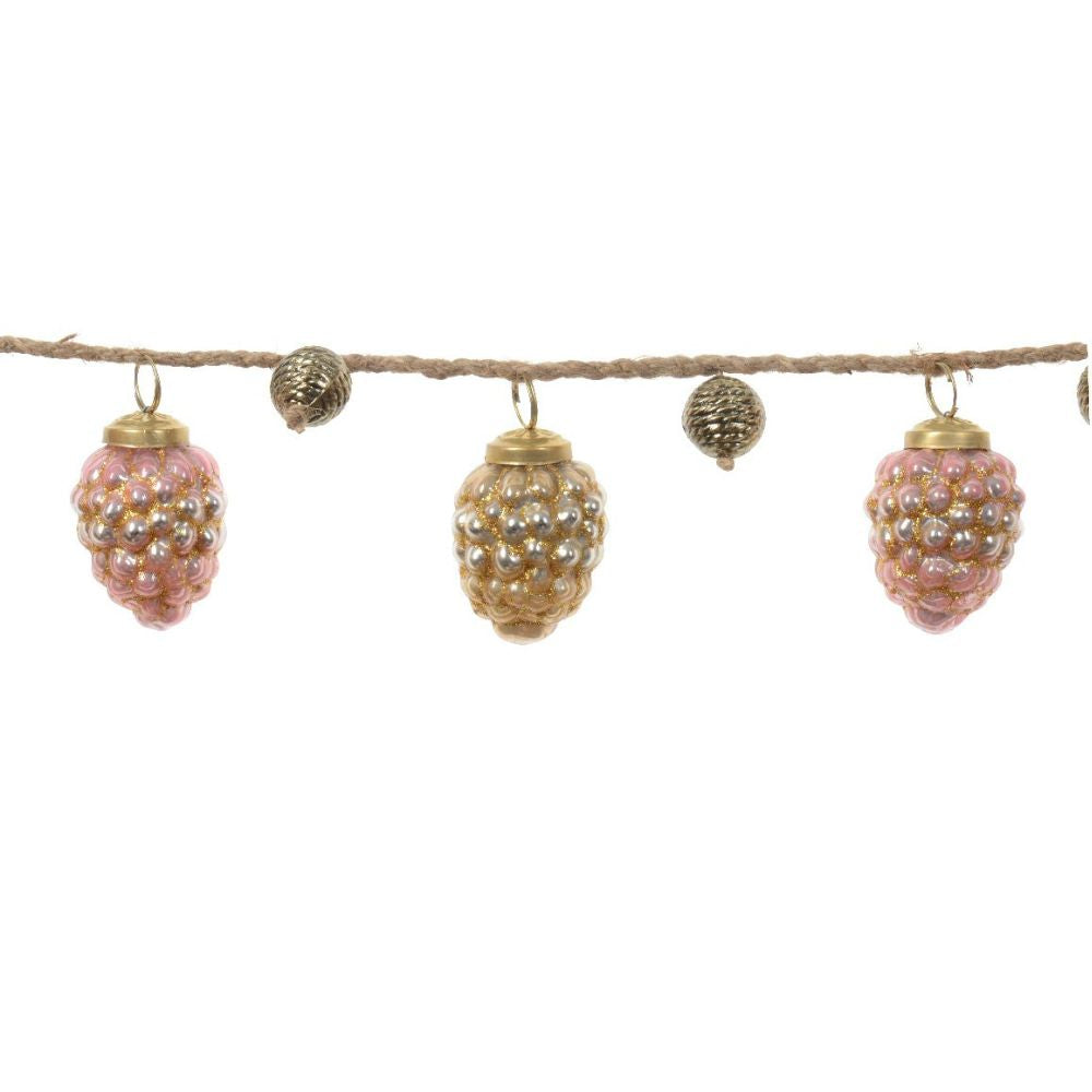 Decoris 39cm Glass Pinecone Garland - Gold