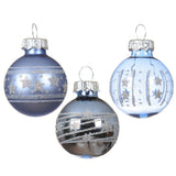 Decoris 3cm Blue Assorted Glass Baubles (Pack of 9)