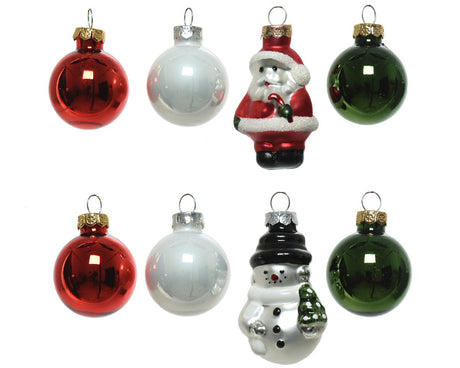 Decoris 3cm Glass Mini Figures Baubles (Choice of 2)