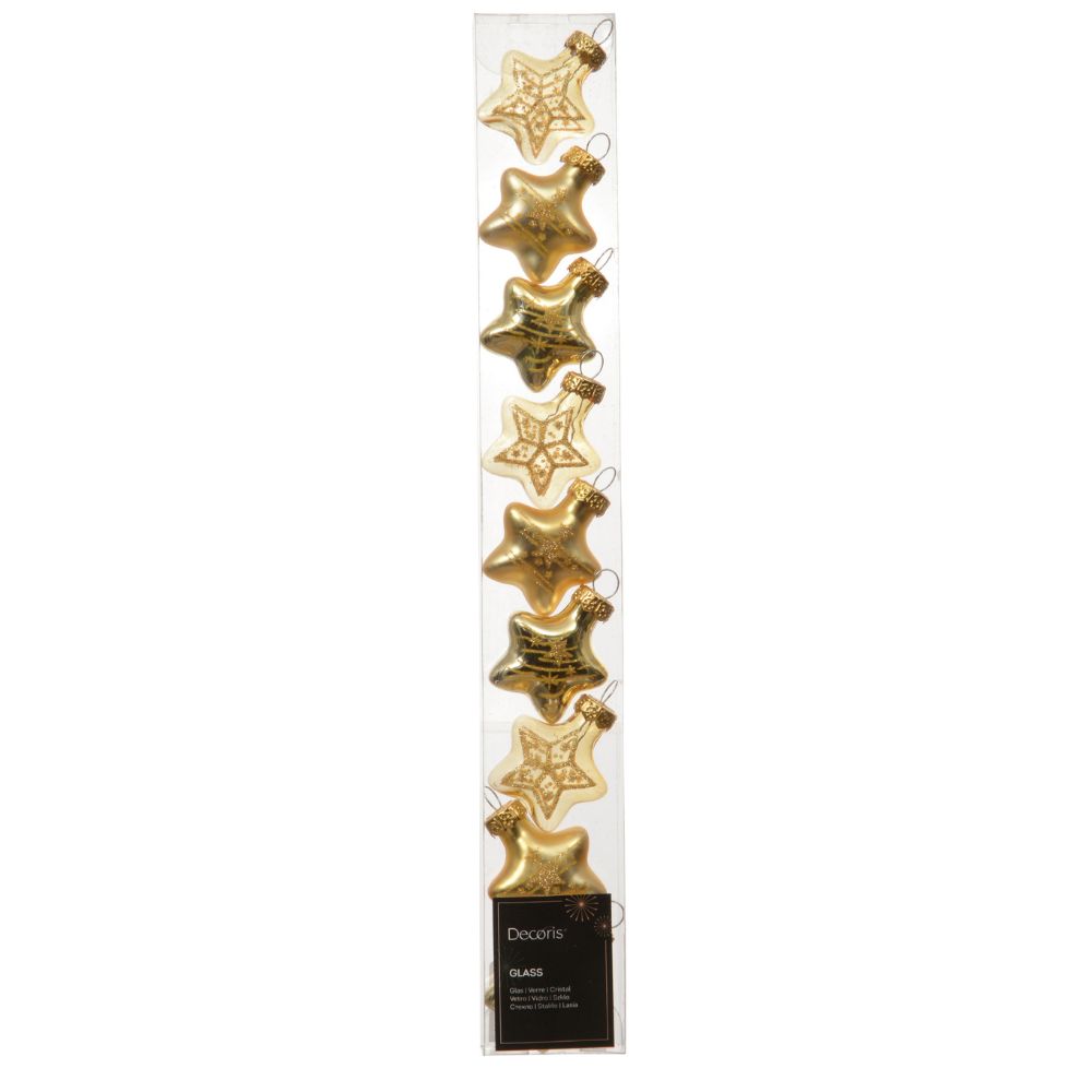 Decoris 3cm Gold Assorted Star Baubles (Pack Of 9)