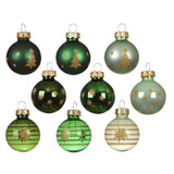 Decoris 3cm Green Assorted Glass Baubles (Pack of 9) - (Choice of 3)