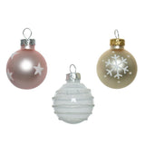 Decoris 3cm Pink Mix Glass Baubles (Set of 9)