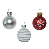 Decoris 3cm Red & White Mix Glass Baubles (Set of 9)